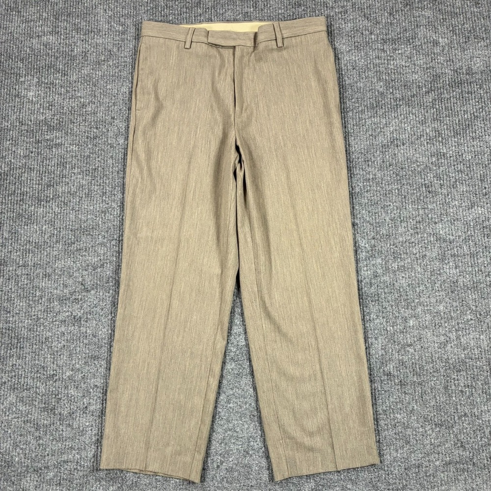 Dockers Relaxed Fit Dress Pants Mens Size 36x34 Tan Stretch Flat Front High Rise